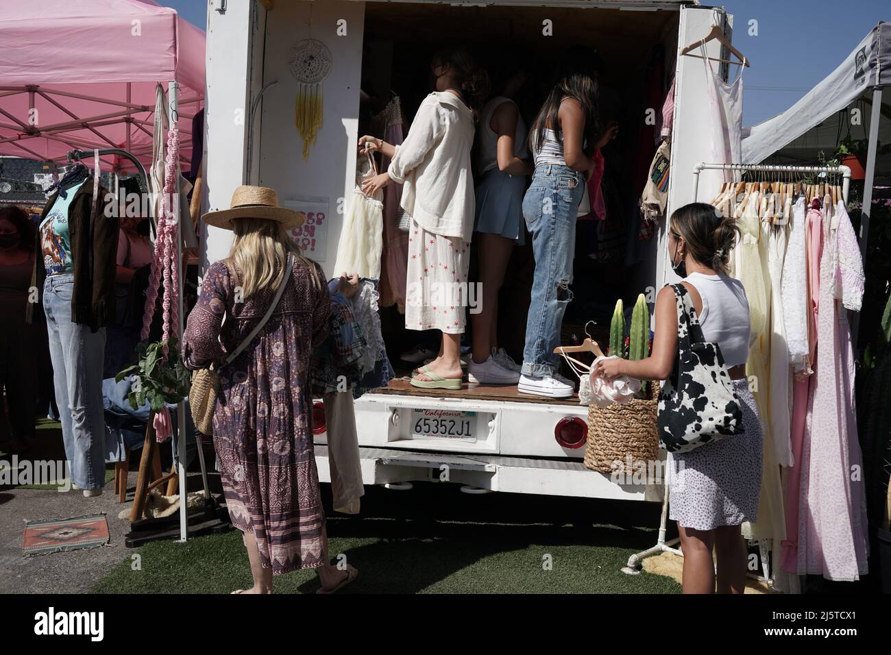 Le célèbre Melrose Trading Post à Los Angeles Banque D'Images