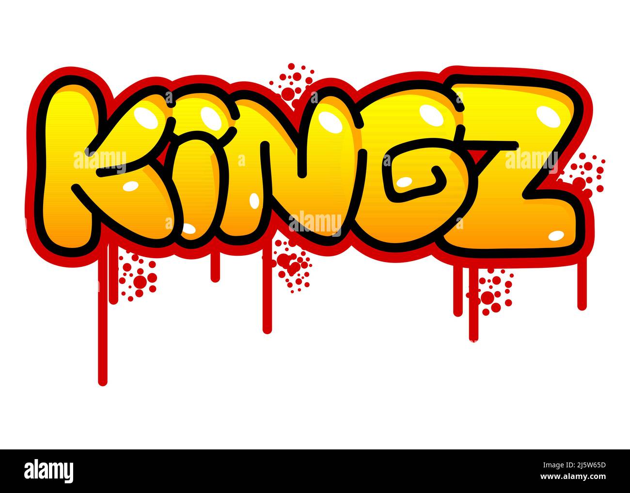Étiquette Graffiti de couleur Kingz, Modern Slang (Kings). Décoration moderne abstraite d'art de rue réalisée dans le style de peinture urbain. Illustration de Vecteur