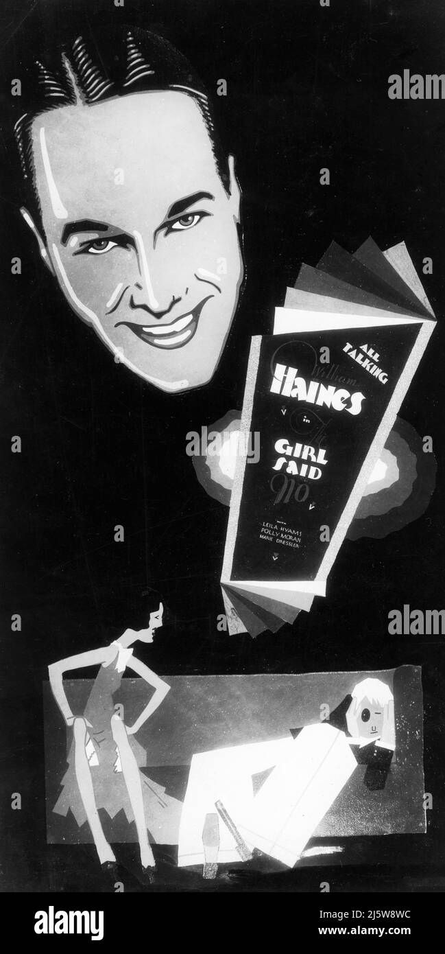Exposition de cinéma peinte à la main pour WILLIAM HAINES LEILA HYAMS POLLY MORAN et MARIE DRESSLER dans LA FILLE A DIT NO 1930 directeur SAM WOOD Metro Goldwyn Mayer Banque D'Images