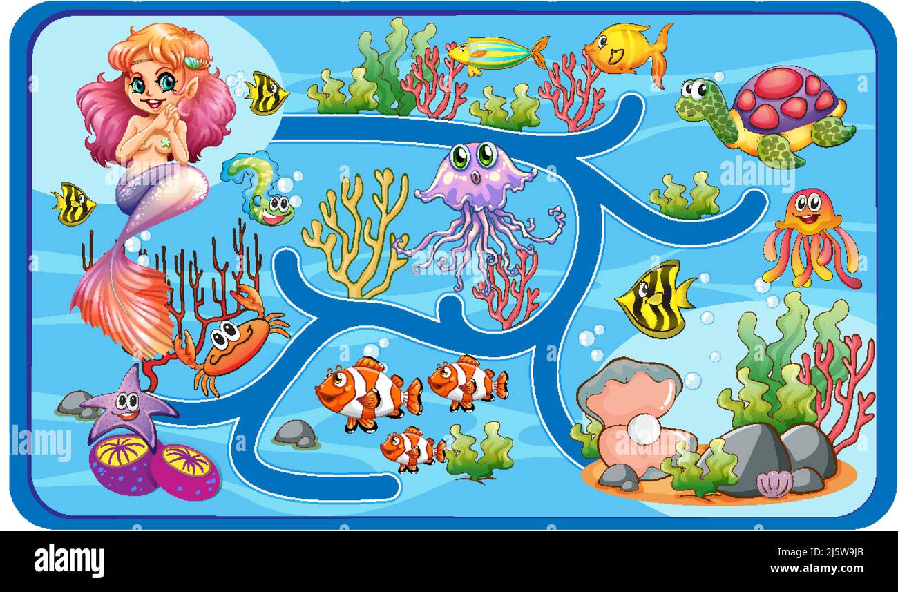 Design de jeu avec illustration de scène sous-marine Illustration de Vecteur