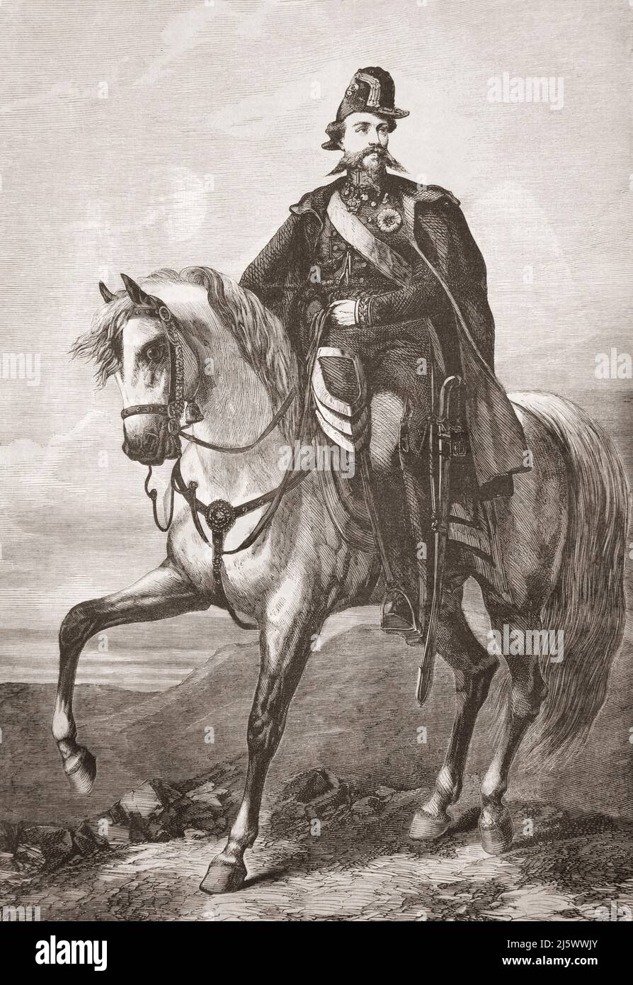 Victor Emmanuel II, 1820 – 1878. Roi de Sardaigne 1849 - 1861, puis premier roi d'une Italie indépendante, unie depuis le 6th siècle, un titre qu'il a tenu jusqu'à sa mort en 1878. De l'Univers illustrae, publié Paris, 1859 Banque D'Images