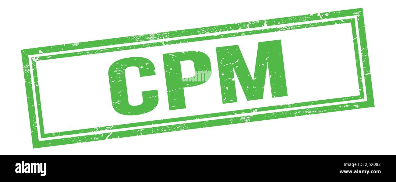 Texte CPM sur tampon vert grungy vintage rectangle. Banque D'Images