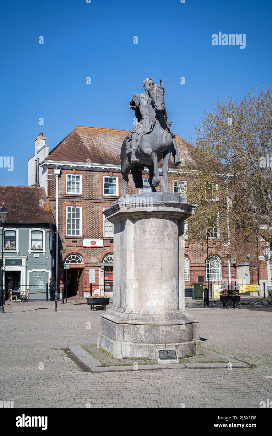 Statue historique de la place du marché du roi William III, Petersfield, Hampshire, South Downs National Park Banque D'Images