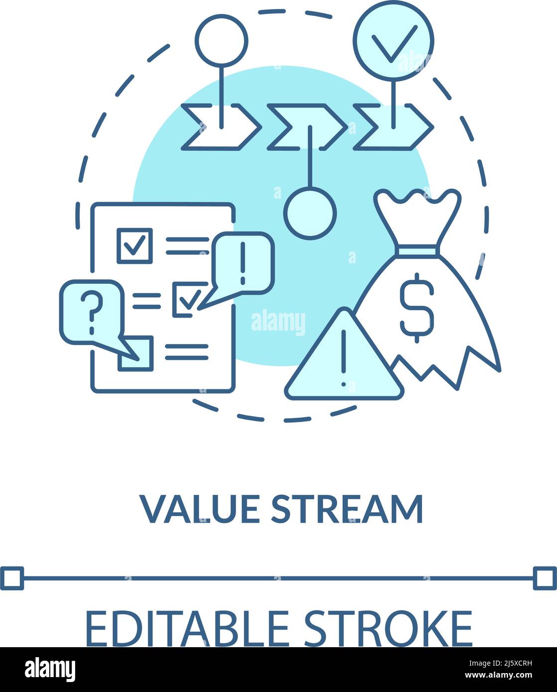 Icône concept turquoise Value Stream Illustration de Vecteur