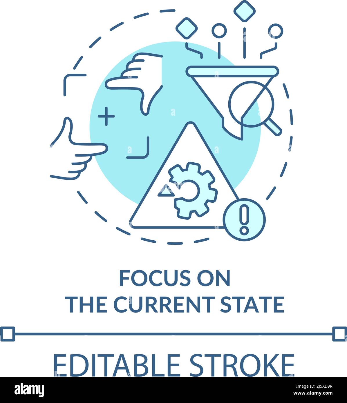 Concentrez-vous sur l'icône du concept turquoise de l'état actuel Illustration de Vecteur