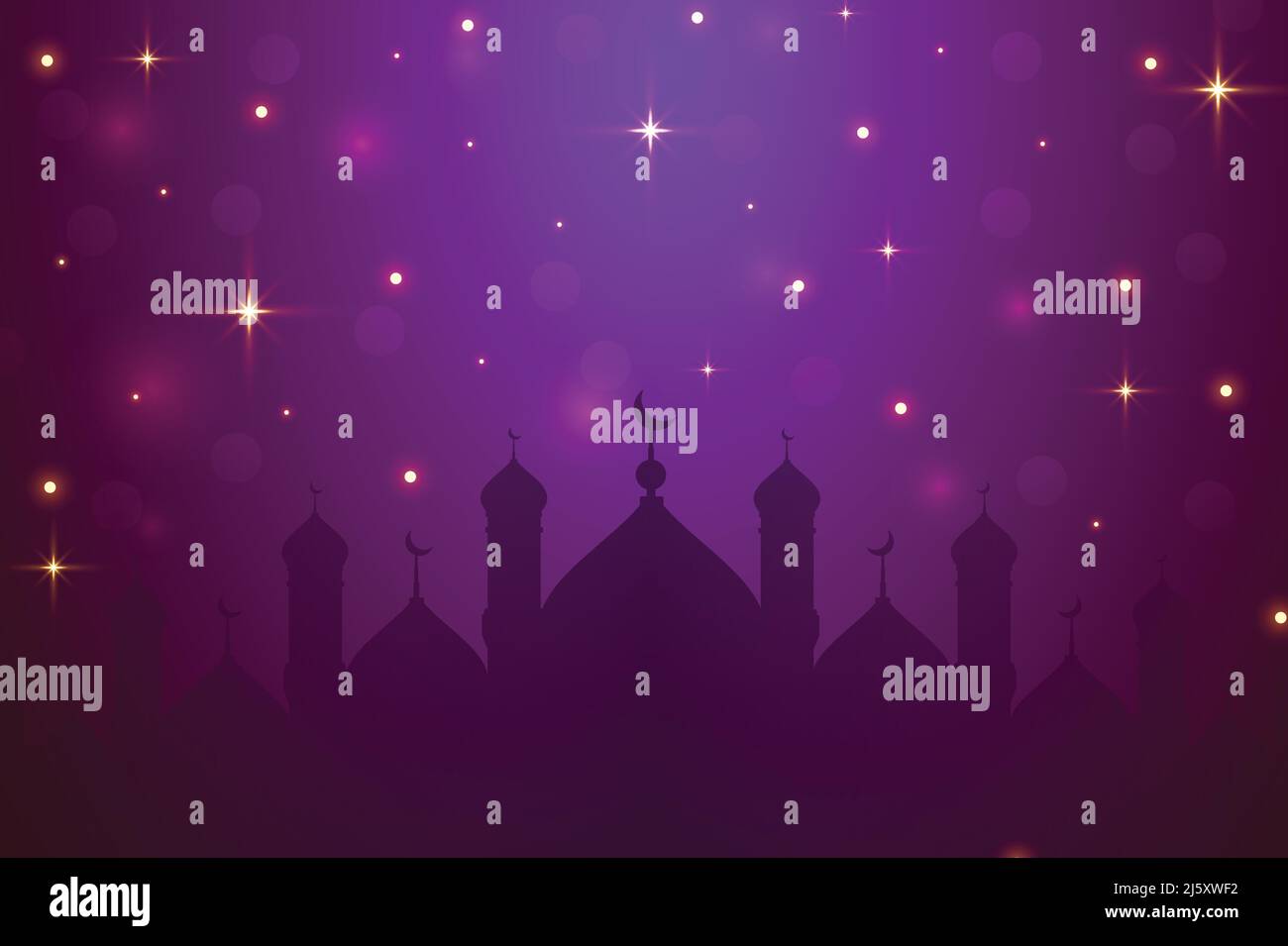 Arrière-plan de la bannière EID Mubarak. Modèles de conception de vacances islamiques EID avec silhouette de mosquée. Illustration de Vecteur