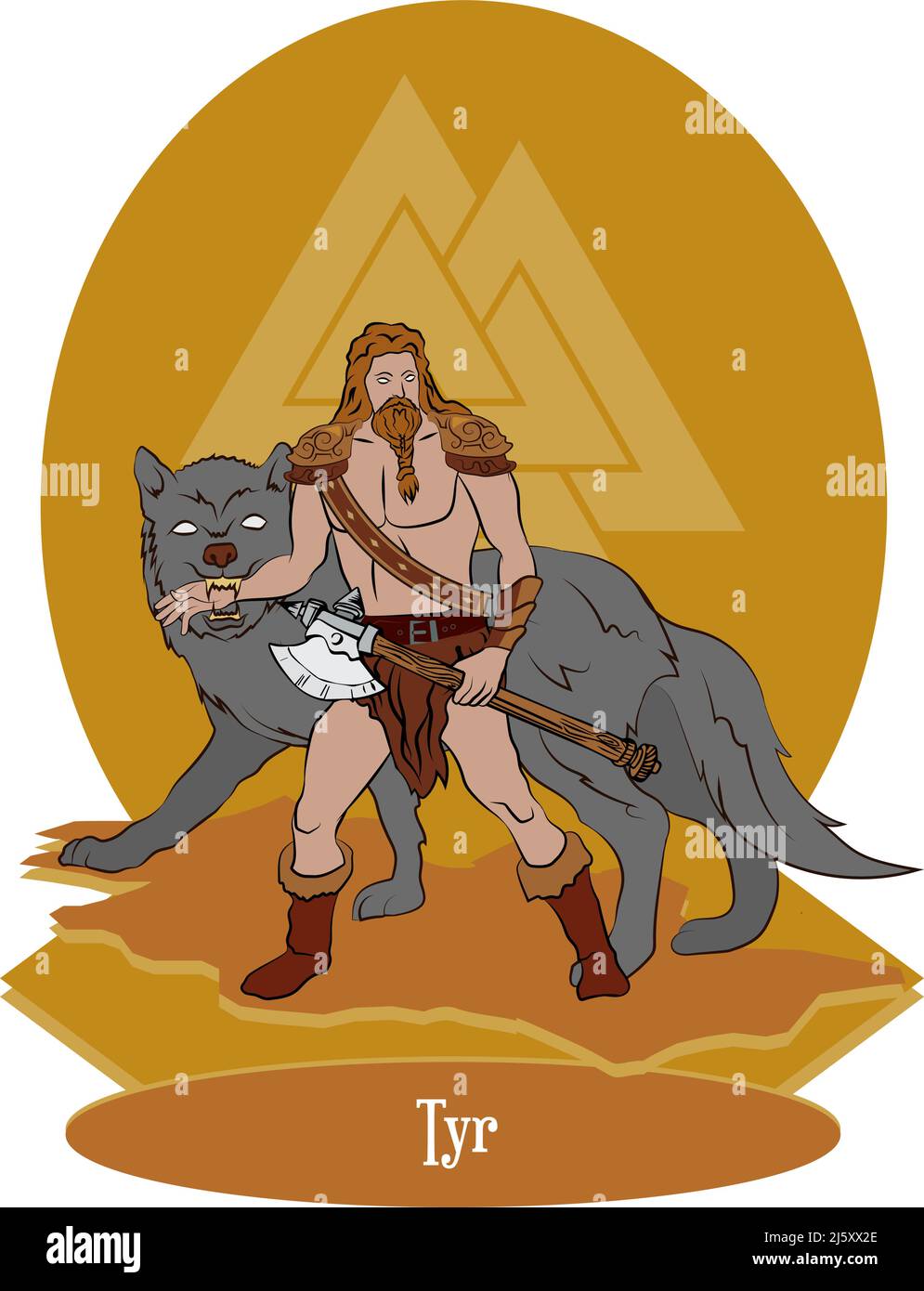 Vecteur d'illustration isolé de Norse ou de dieu mythique scandinave, Tyr Illustration de Vecteur