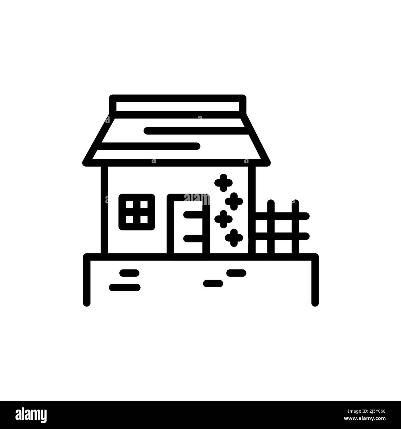 Icône de couleur de ligne de maison ukrainienne. Elément vectoriel isolé. Pictogramme de contour pour la page Web, l'application mobile, la promotion Illustration de Vecteur