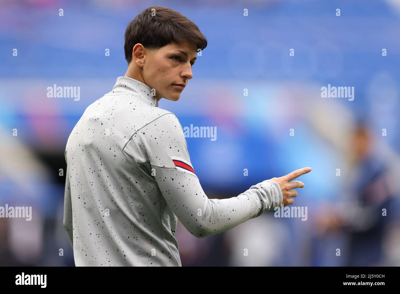 Lyon, France, 24th avril 2022. ELISA de Almeida de PSG réagit lors de l'échauffement précédant le match de l'UEFA Womens Champions League au stade OL, à Lyon. Crédit photo à lire: Jonathan Moscrop / Sportimage crédit: Sportimage / Alay Live News Banque D'Images Lyon, France, 24th avril 2022. ELISA de Almeida de PSG réagit lors de l'échauffement précédant le match de l'UEFA Womens Champions League au stade OL, à Lyon. Crédit photo à lire: Jonathan Moscrop / Sportimage crédit: Sportimage / Alay Live News Banque D'Images