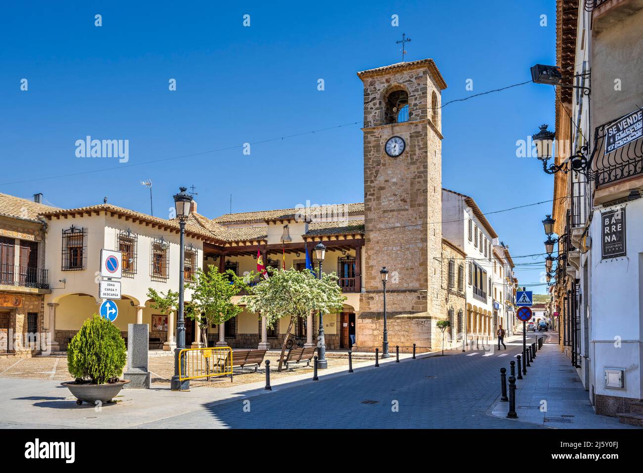 Hôtel de ville (Ayuntamiento), Plaza Mayor, Mota del Cuervo, Castilla-la Mancha, Espagne Banque D'Images