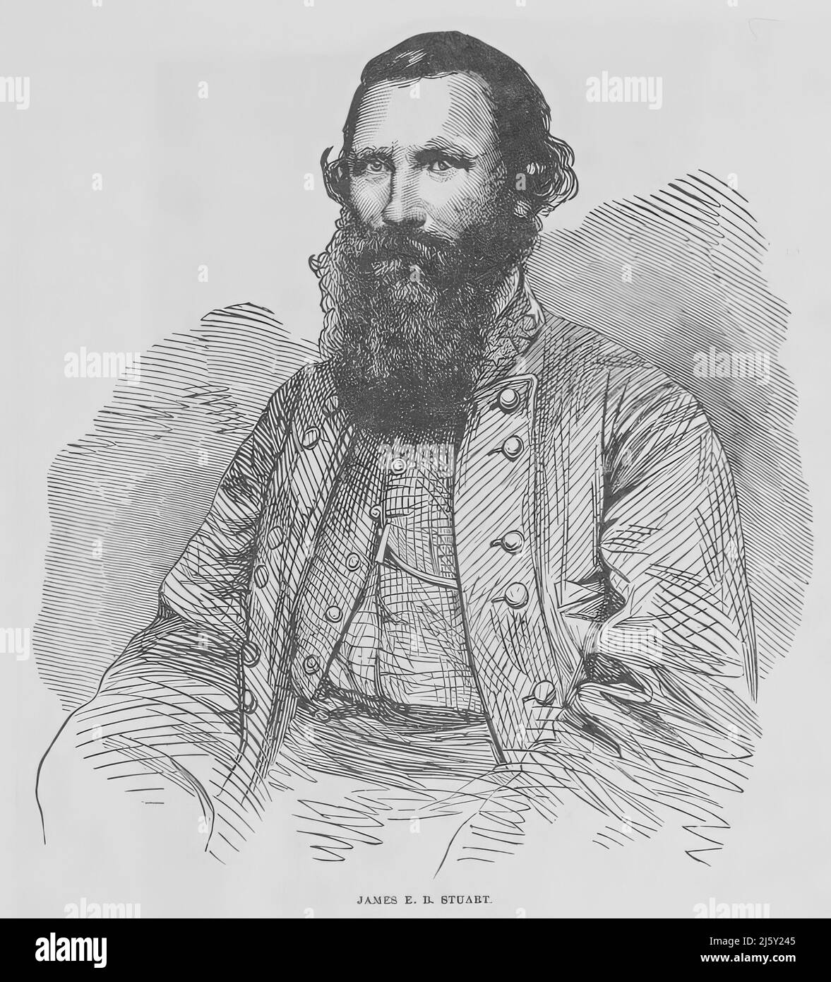 Portrait de James Ewell Brown 'Jeb' Stuart, général de l'armée confédérée pendant la guerre civile américaine. illustration du siècle 19th Banque D'Images