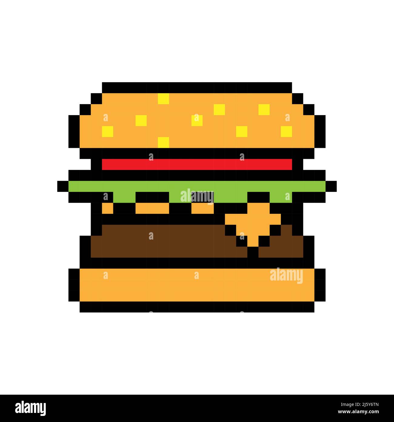 Design simple de l'icône en forme de pixel Burger Illustration de Vecteur
