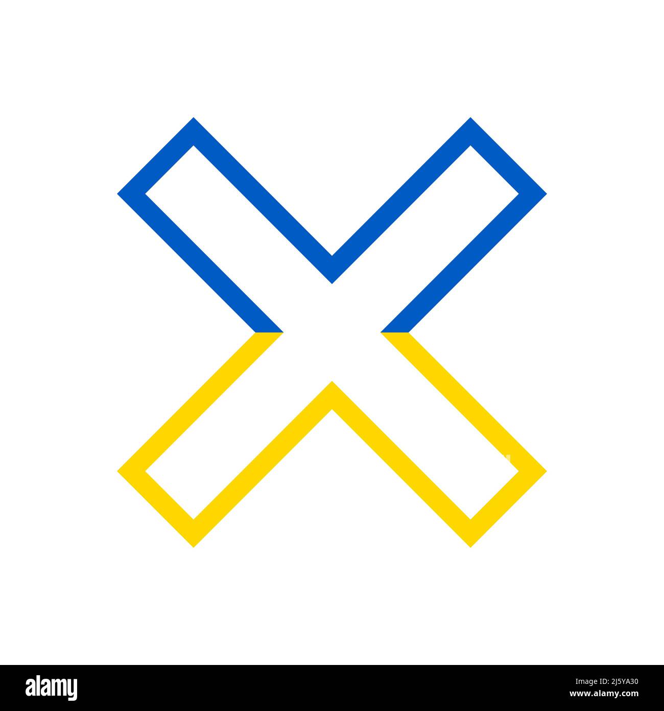 Croix aux couleurs de l'Ukraine. Icône pas de guerre, arrêter la guerre Illustration de Vecteur