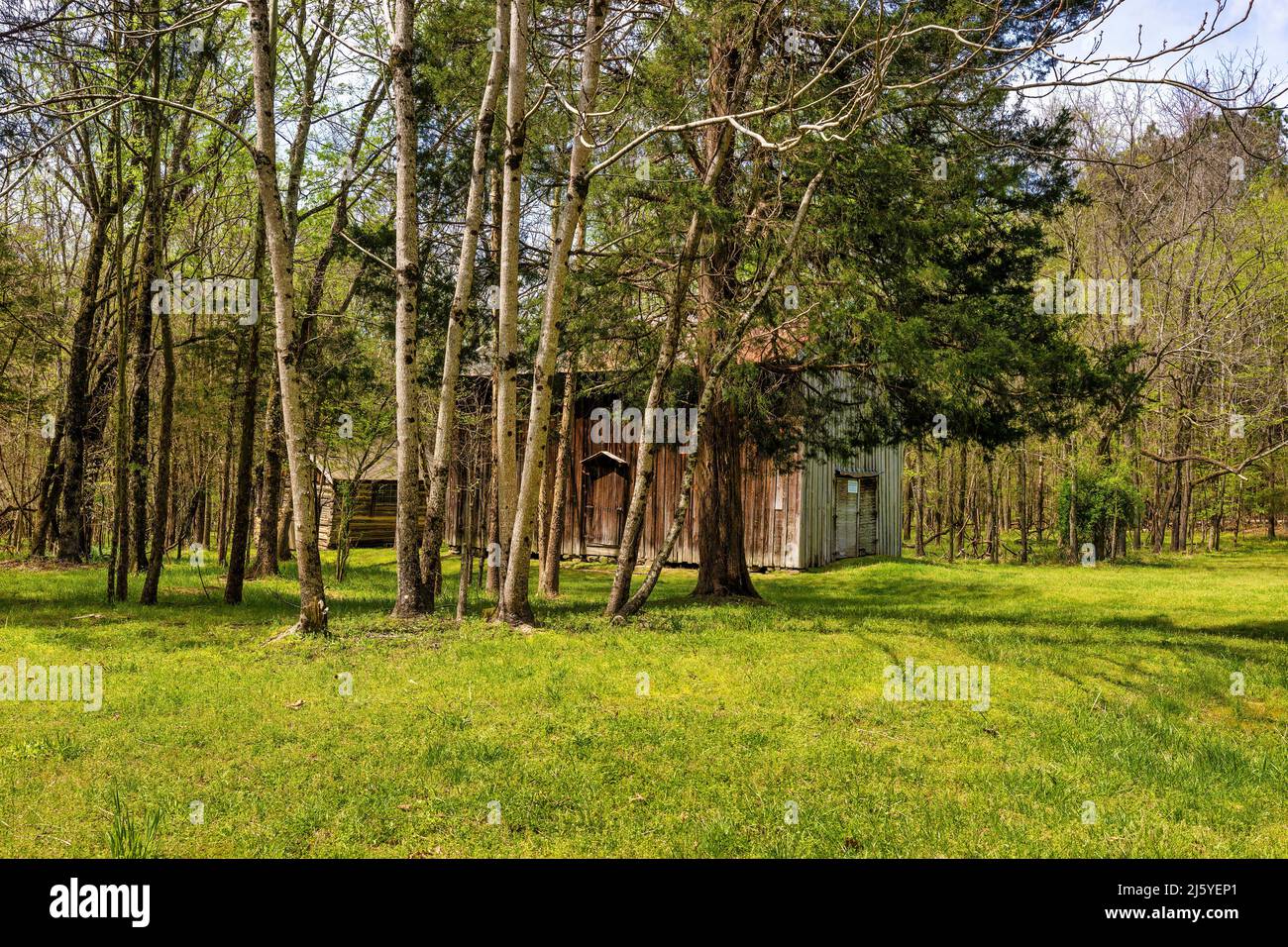 Durham, Caroline du Nord, États-Unis - 13 avril 2022 : maisons en rangée de Horton Grove qui abritaient des salves. En 1851, Buit détenait chacun 4 familles d'esclaves. Banque D'Images