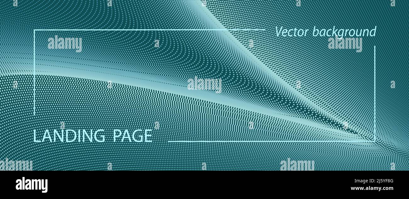 Motif vert turquoise clair de lignes pointillées. Page d'arrivée futuriste, brochure, modèle de bannière. Courbes abstraites tachetées. Formation technique. EPS10 Illustration de Vecteur