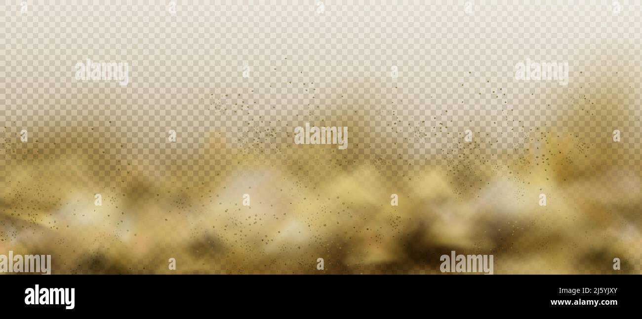 Nuage de sable de poussière, brouillard de pollution de l'air ou fumée, vapeur brune lourde avec sable clair et particules de sol isolées sur fond transparent. Orage Illustration de Vecteur
