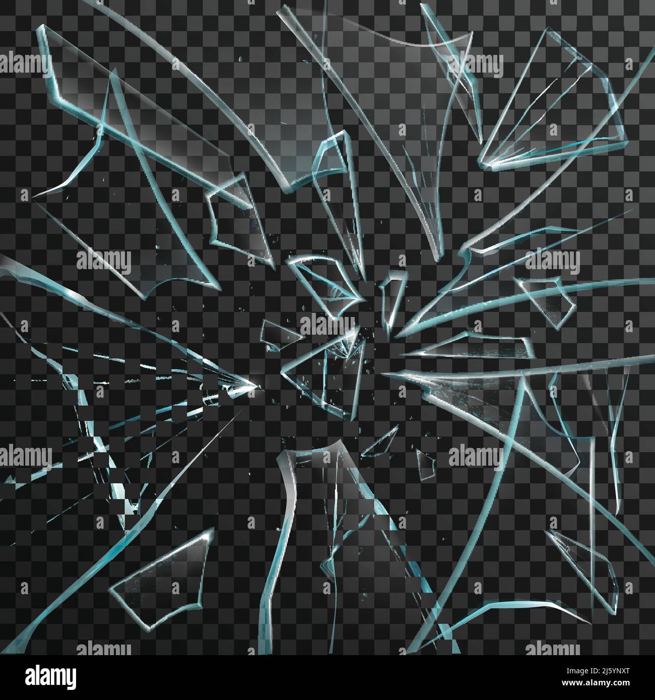 Éclats réalistes de verre transparent cassé sur gris abstrait et illustration vectorielle d'arrière-plan noire Illustration de Vecteur