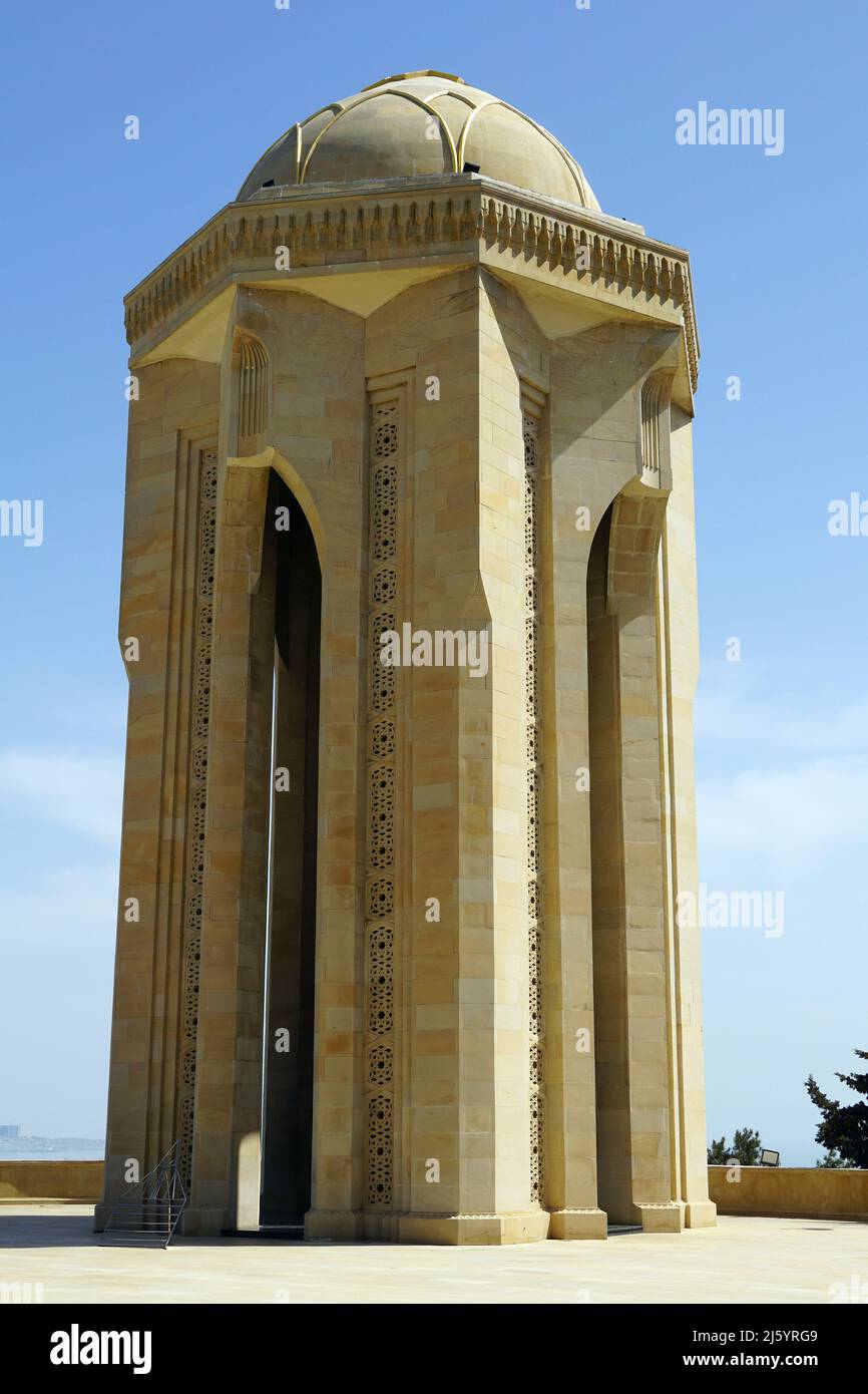 Monument de la flamme éternelle, Martyrss' Lane ou Alley of Martyrs, Parc Kirov, Bakou, Bakı, Péninsule d'Absheron, Azerbaïdjan, Azərbaycan, Asie Banque D'Images