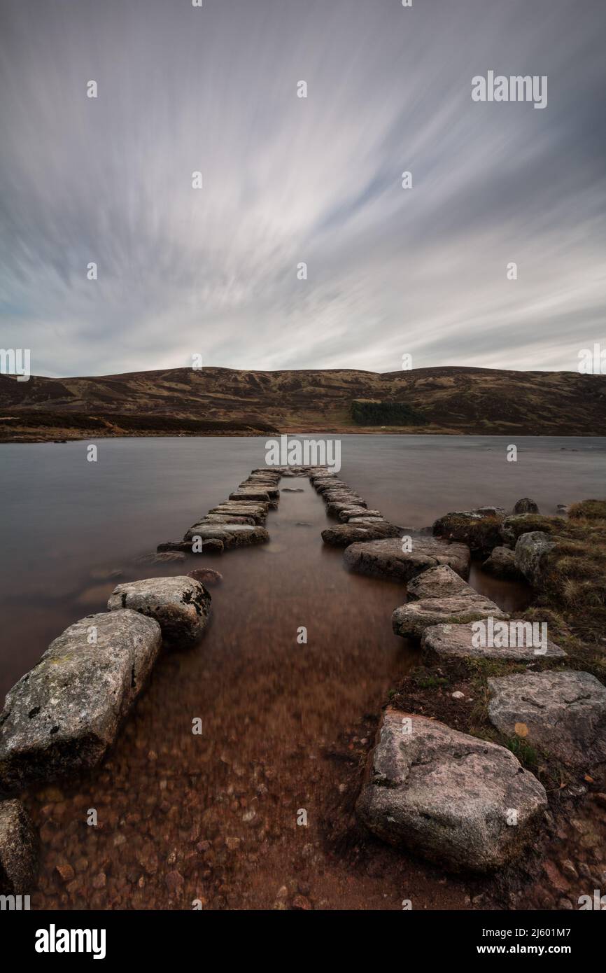 Promenade en bateau au Loch Muick sur le domaine Balmoral, Aberdeenshire, Écosse, Royaume-Uni Banque D'Images