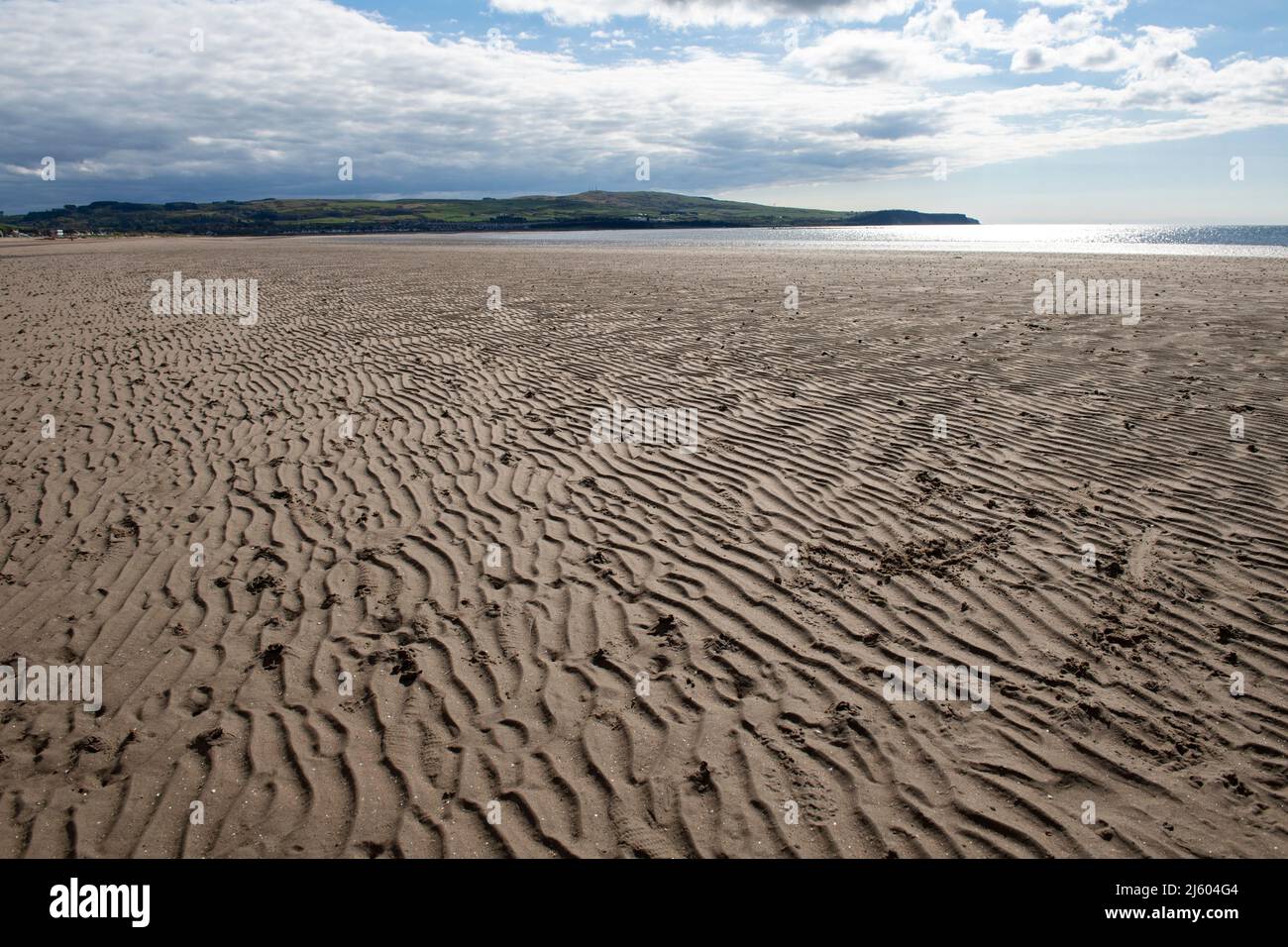 Ayr, Écosse, Royaume-Uni. 26th avril 2022. PHOTO : l'ouest de l'Écosse a vu un soleil éclatant et un ciel bleu au bord de la mer sur la plage d'Ayr. Les gens marchent et un cheval pilote leur cheval à travers un galop dans l'eau de mer fraîche. Crédit : Colin Fisher/Alay Live News Banque D'Images