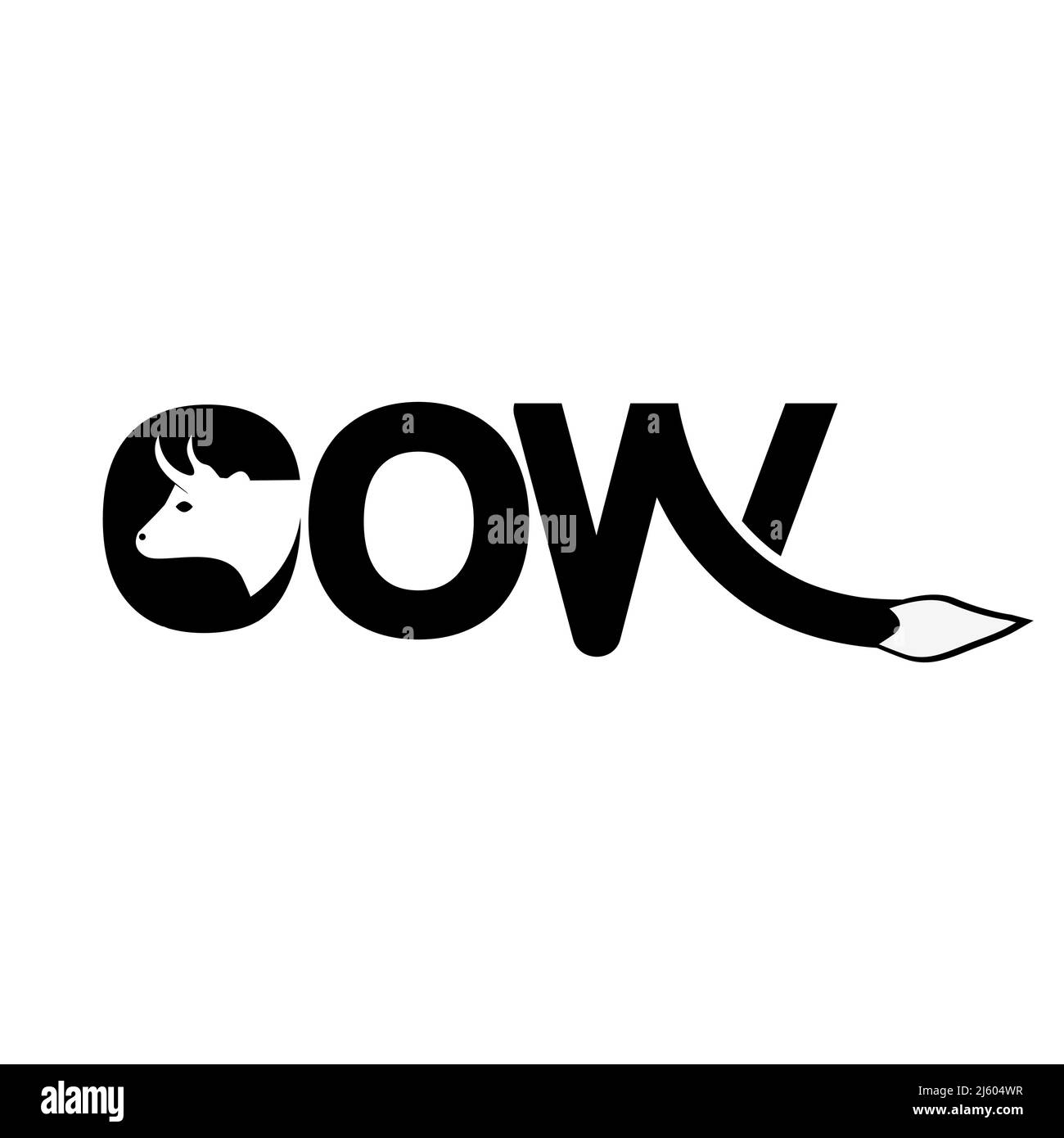 Icône de la tête de vache avec le mot vache. Conception plate. Illustration vectorielle sur fond blanc. Illustration de Vecteur