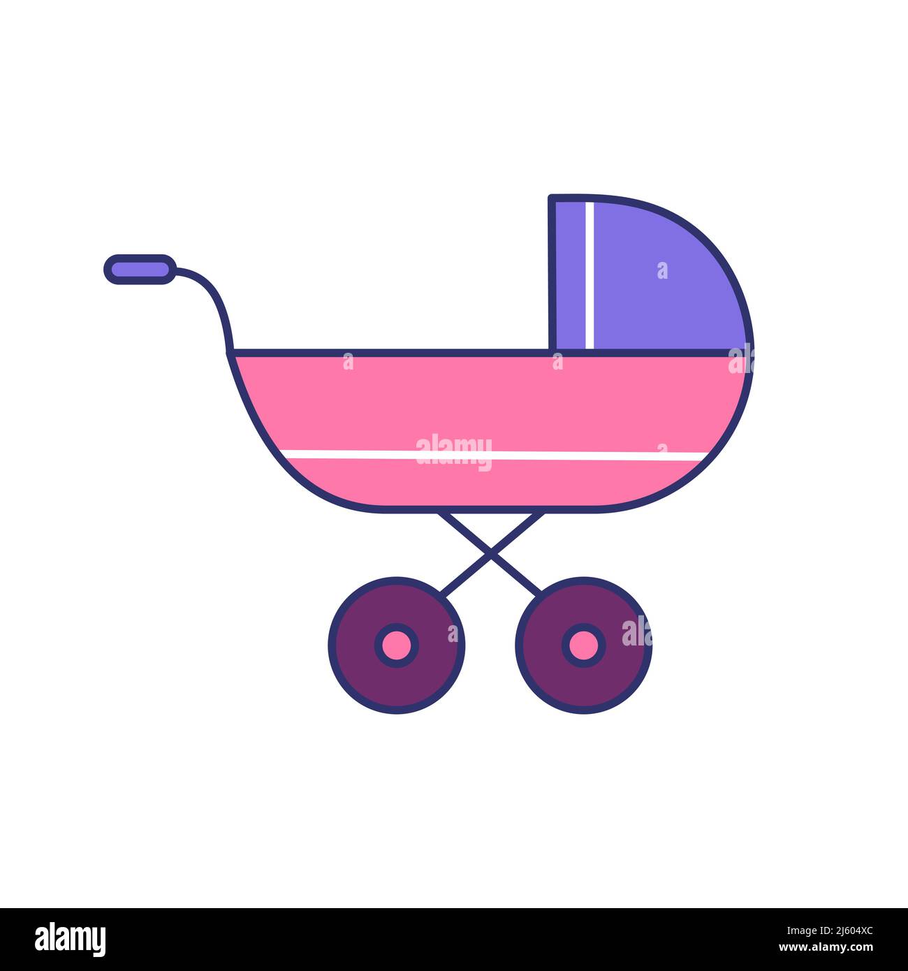 Illustration vectorielle du dessin animé de poussette pour bébé sur fond blanc. Illustration de Vecteur