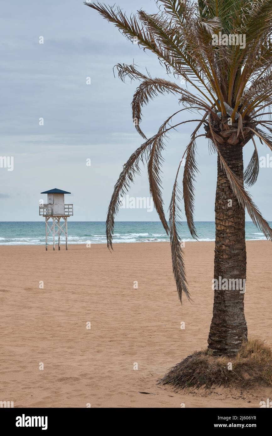 Playa de l'Ahuir, Gandia, Costa Blanca, Valence, Espagne, Europe Banque D'Images