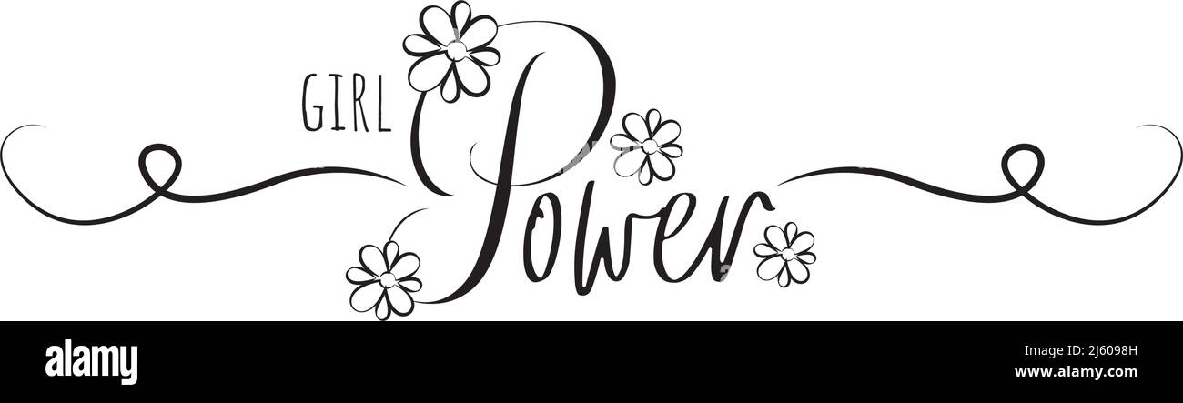 Fille puissance, vecteur. Design de l'élément verbal isolé sur fond blanc. Bannière typographique. Motivation inspiration citation positive, affirmation. Illustration de Vecteur