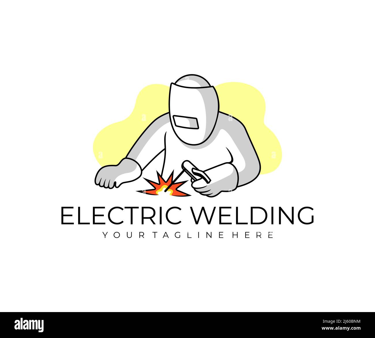 Soudage électrique, soudeur et soudeur électriques, logo. Industriel, soudage de l'acier, usine métallurgique, masque et outil soudés, conception vectorielle Illustration de Vecteur
