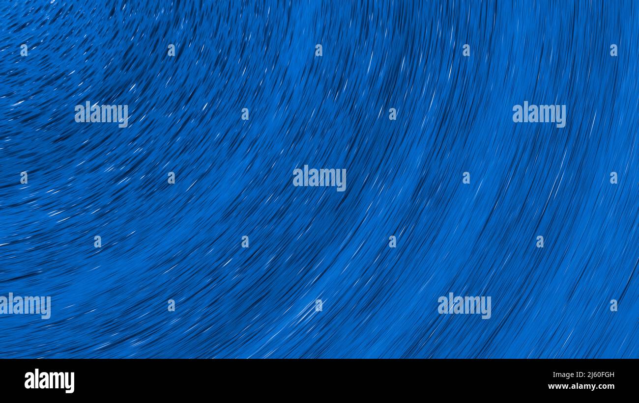 Arrière-plan rotationnel abstrait en ton bleu avec un vortex de points noirs et blancs dans l'espace. Partie d'un tourbillon dynamique en spirale avec un magnifique flou de mouvement. Banque D'Images