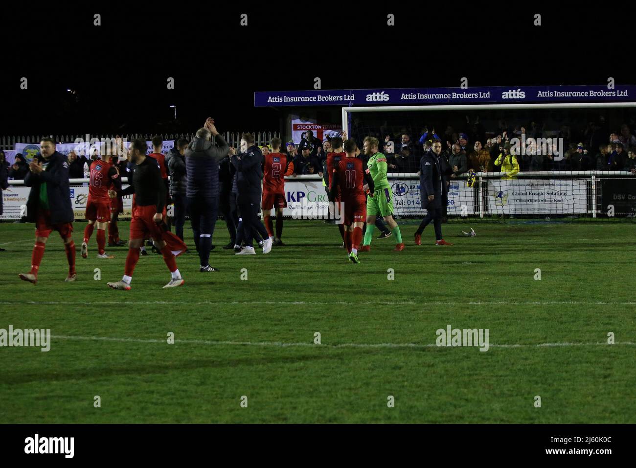 GRIMSBY, ROYAUME-UNI. LES célébrations DU 26th AVRIL à Stockton se rendent à la finale du match de la Northern Premier League (East) entre Cleethorpes Town et Stockton Town au Linden Club, Grimsby, le mardi 26th avril 2022. (Crédit : Harry Cook | INFORMATIONS MI) crédit : INFORMATIONS MI et sport /Actualités Alay Live Banque D'Images