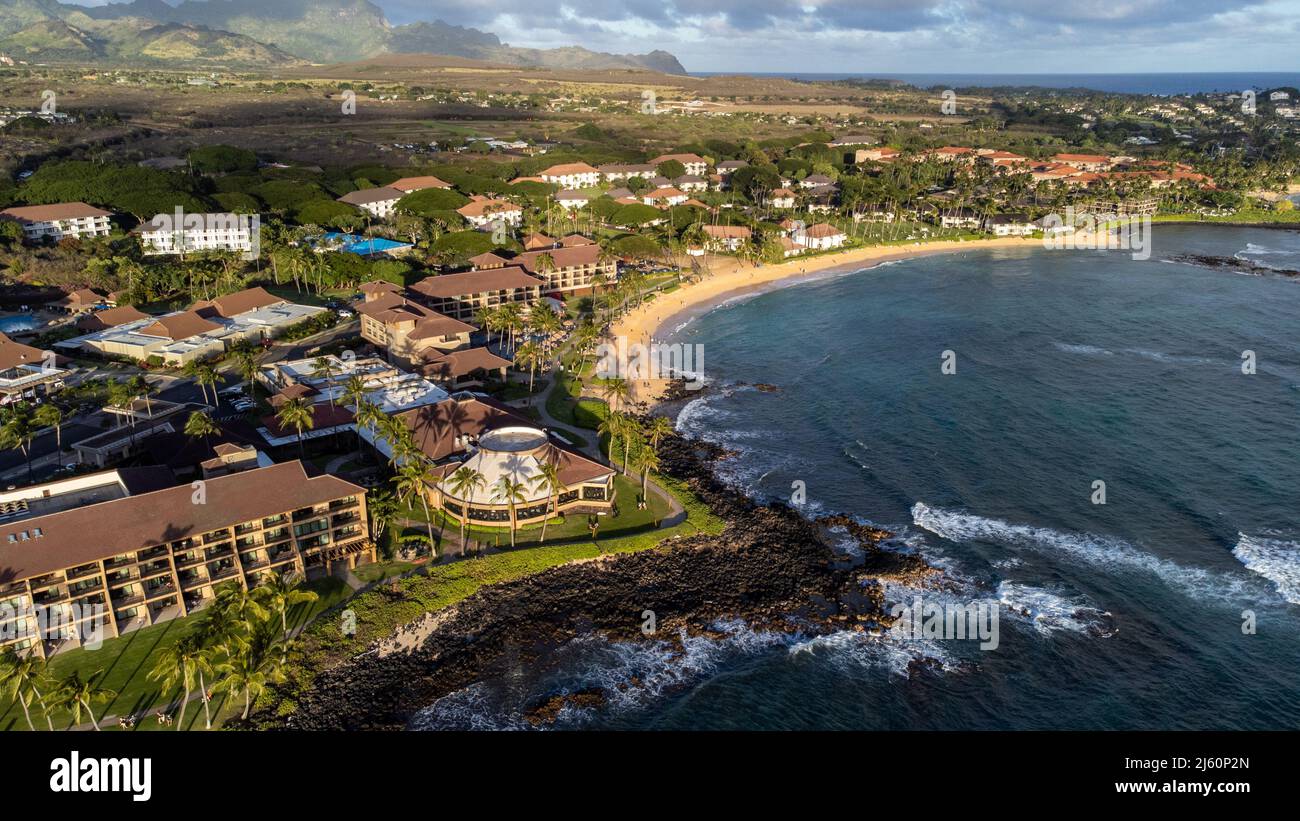 Sheraton Kauai Resort, Kiahuna Beach, Koala, Kauai, Hawaï Banque D'Images