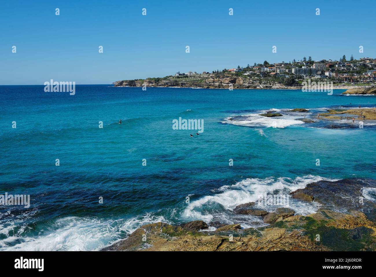 Surfeurs surfant sur les vagues à Tamarama Beach, sur la côte est de Sydney, Nouvelle-Galles du Sud, Australie Banque D'Images