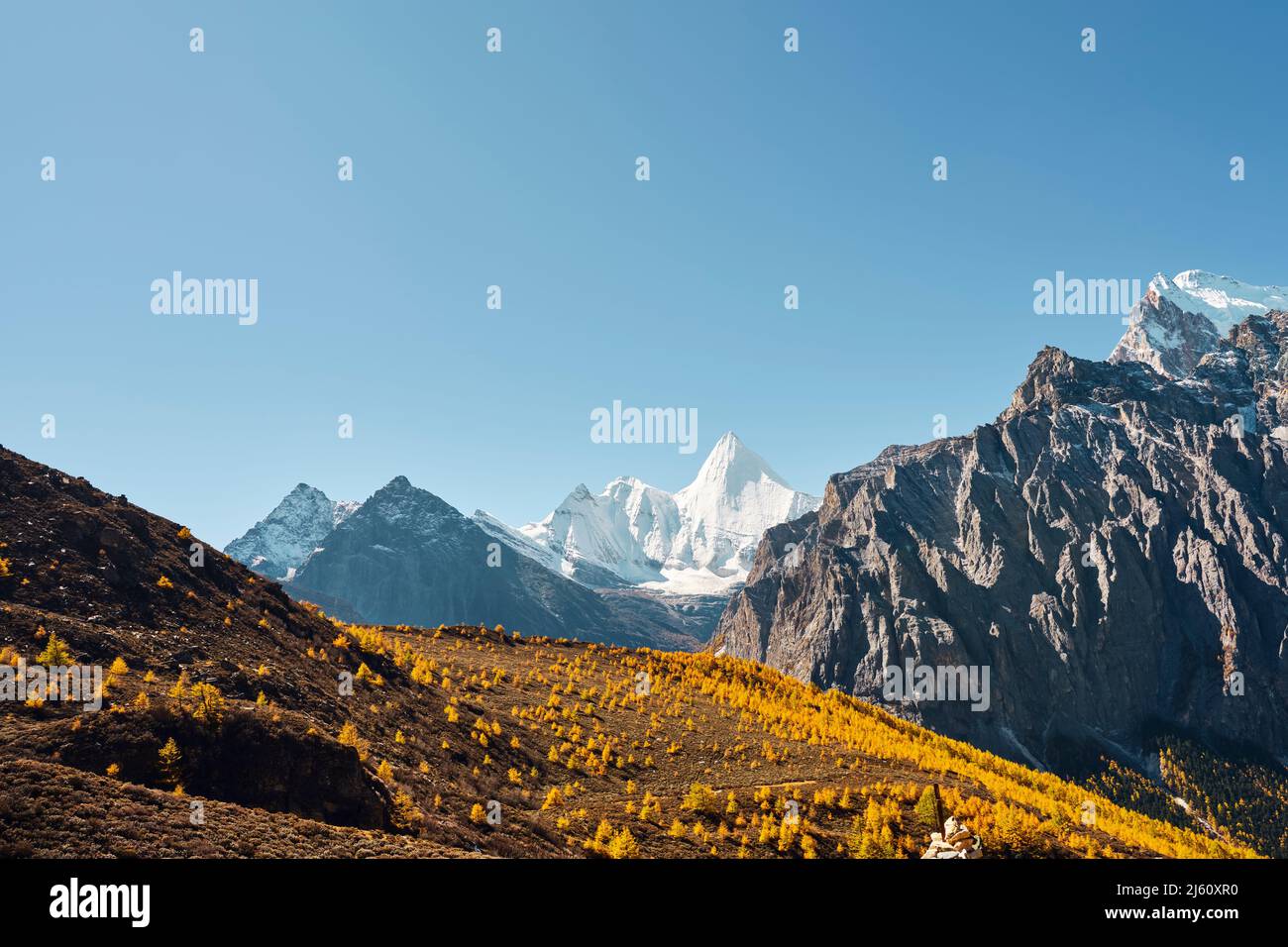 Sommet de Yangmaiyong (ou Jampayang en tibétain) à Yading, comté de Daocheng, province du Sichuan, Chine Banque D'Images