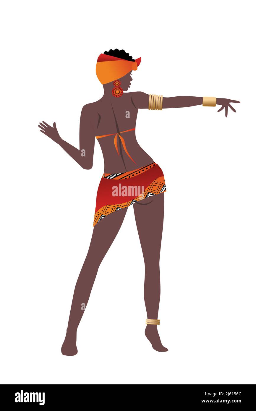 Affiches vectorielles et abstraites avec une femme africaine en turban, danseuse de style minimaliste. Collection d'art contemporain Illustration de Vecteur