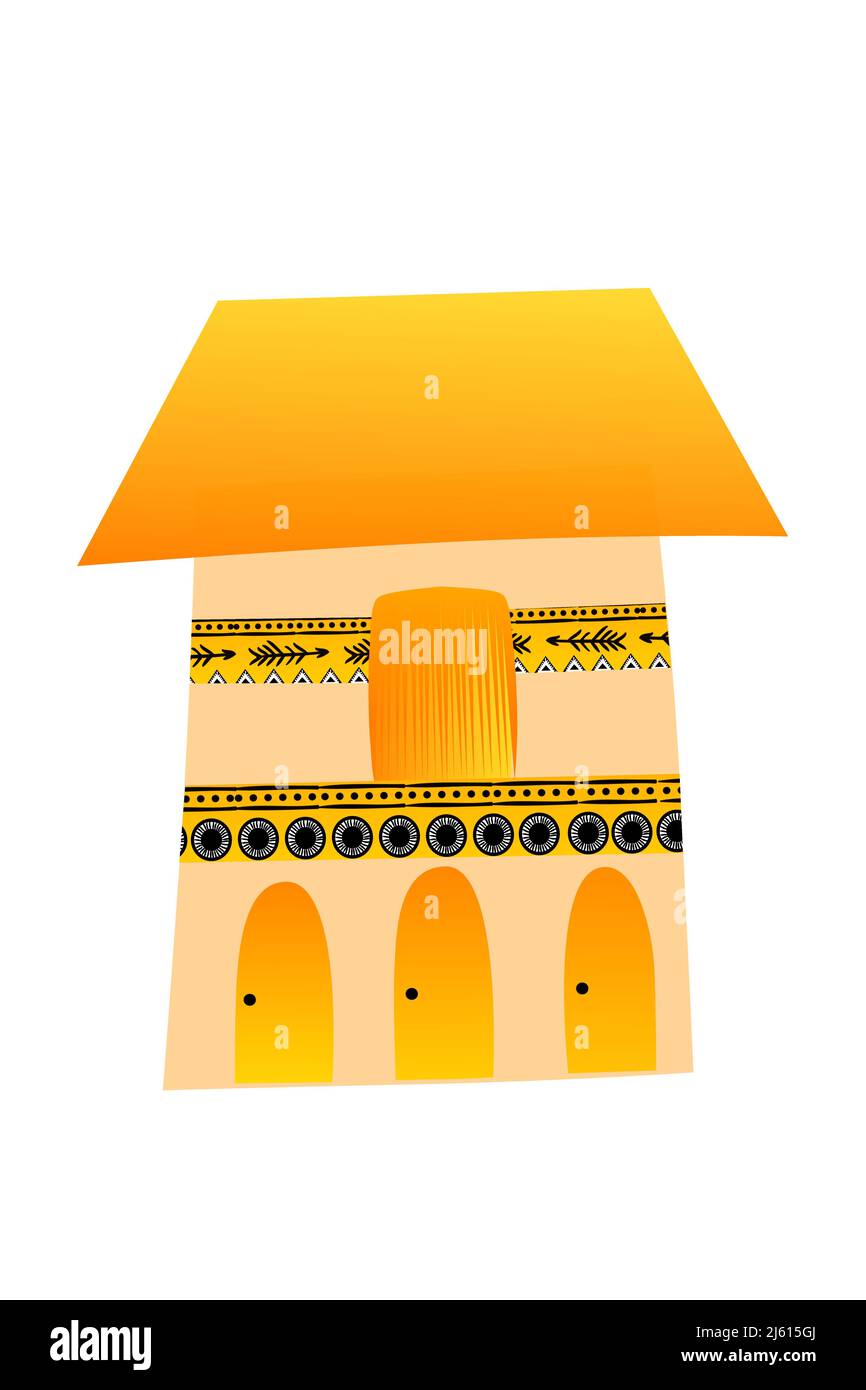 Illustration vectorielle d'une maison africaine ou d'une maison de toute tribu de couleurs orange Illustration de Vecteur