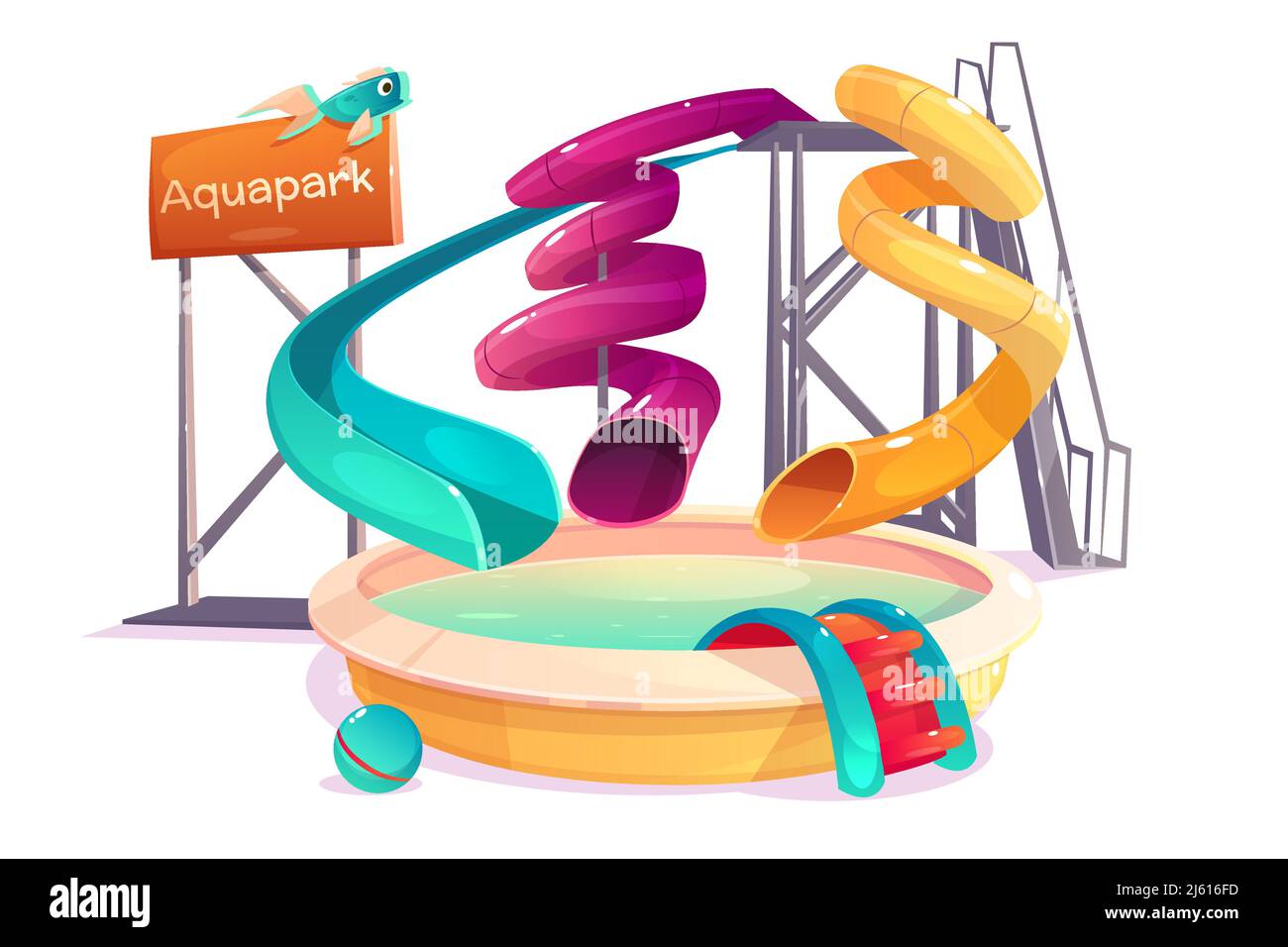 Parc d'attractions moderne attractions aquatiques, formes diverses