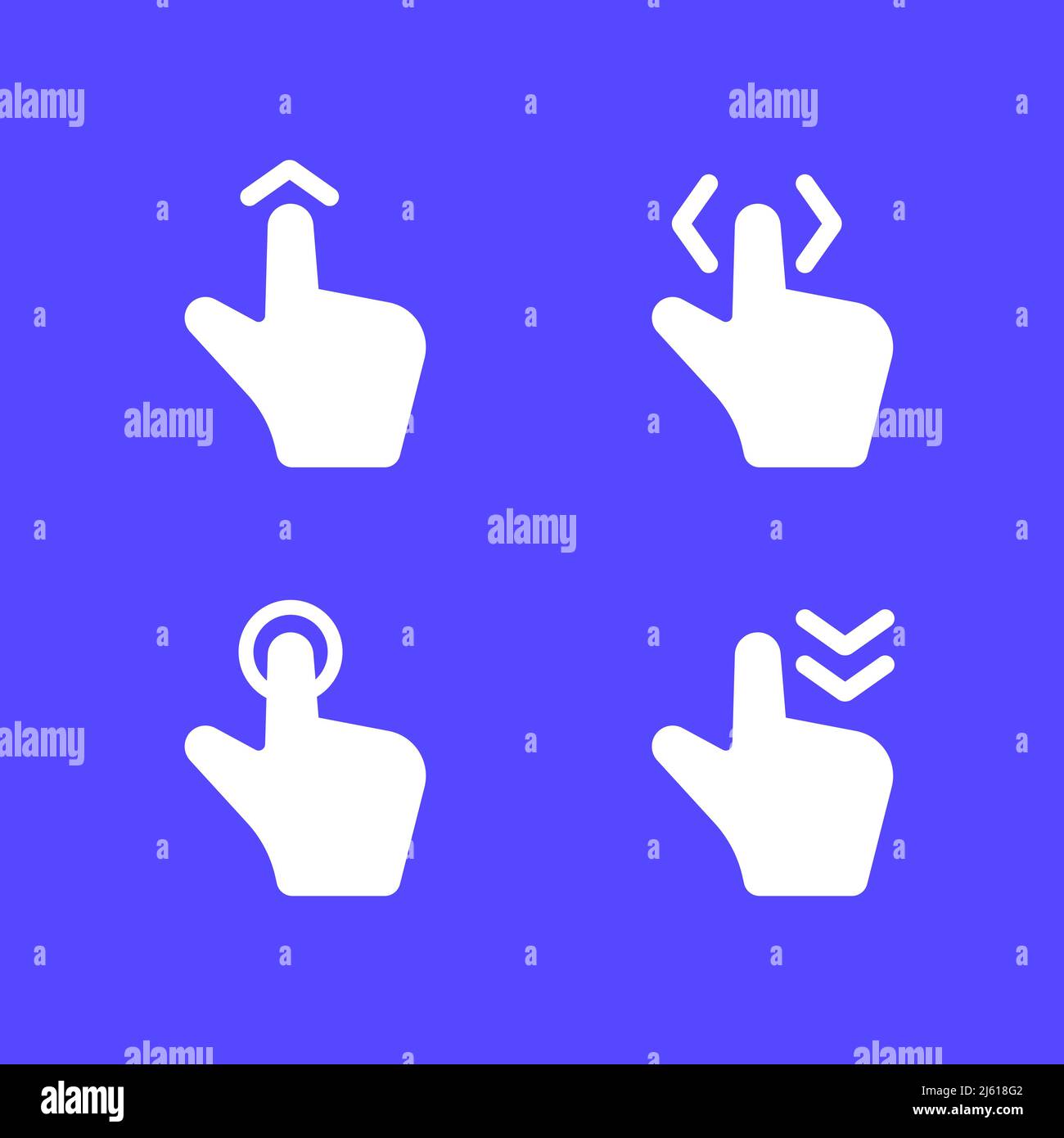 Faites glisser votre doigt vers le haut, vers la gauche ou vers la droite, appuyez sur les icônes, faites un geste de la main Illustration de Vecteur