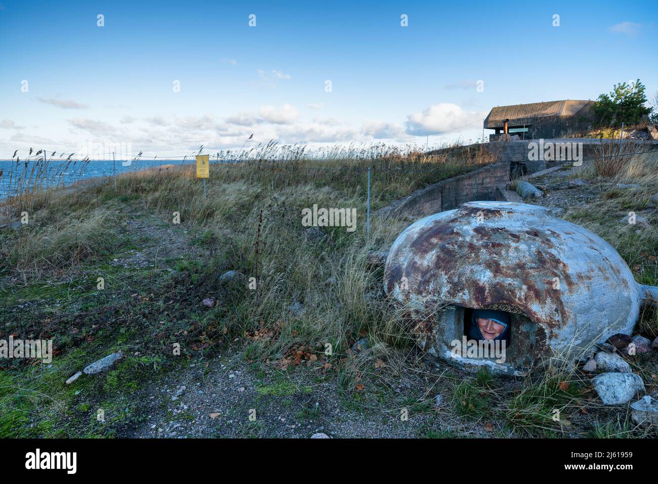 Un vieux bunker à l'île d'Örö, Kemiönsaari, Finlande Banque D'Images