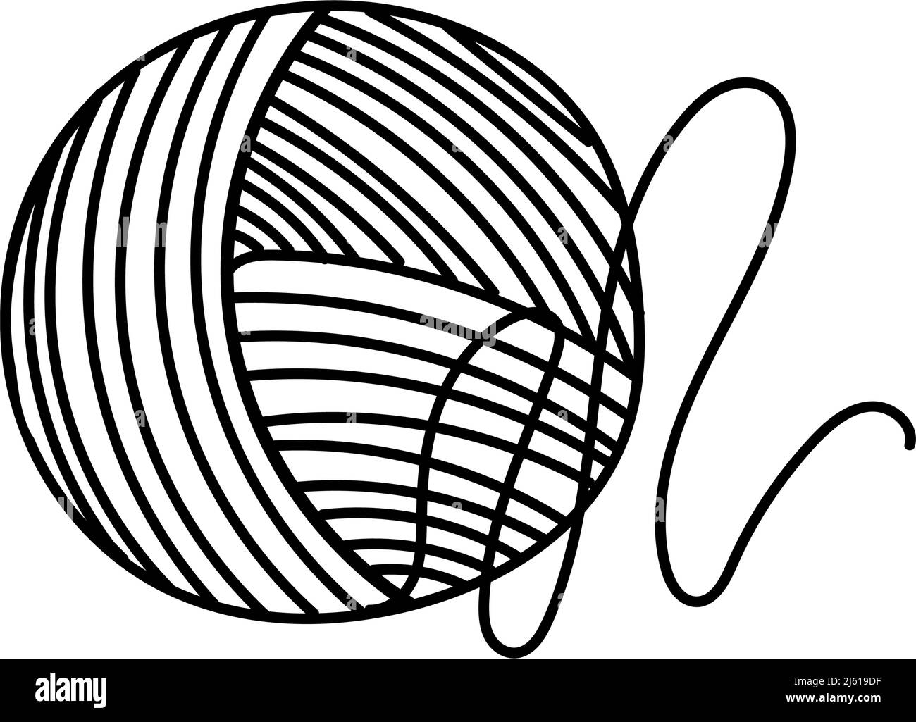 Une boule de fil, un style d'esquisse dessiné à la main. Enroulement du filetage dans une sphère. Fait à la main. Filetage. Laine. Fils pour tricoter. Vecteur illustrateur simple Illustration de Vecteur