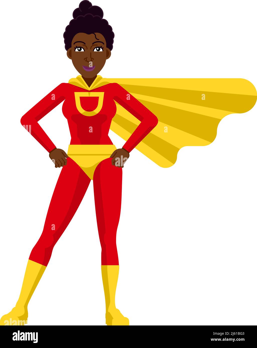 Black Super Hero Woman dessin animé Illustration de Vecteur