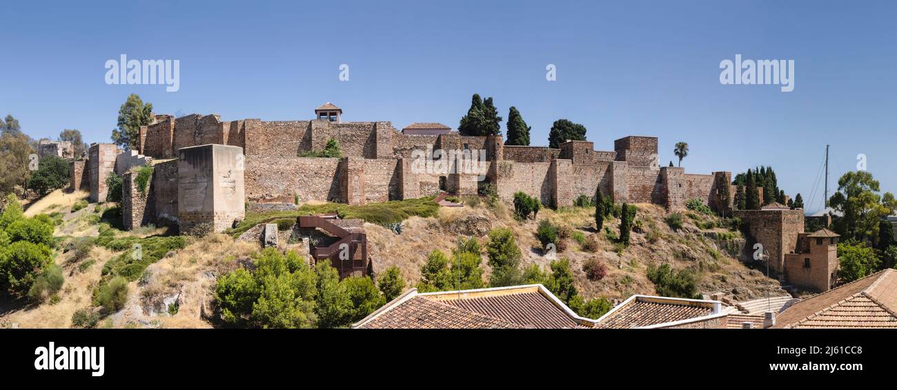 Palais-forteresse Alcazaba, Malaga, Costa del sol, province de Malaga, Andalousie, Sud de l'Espagne. L'Alcazaba, construit par la dynastie Hammudid pendant t Banque D'Images