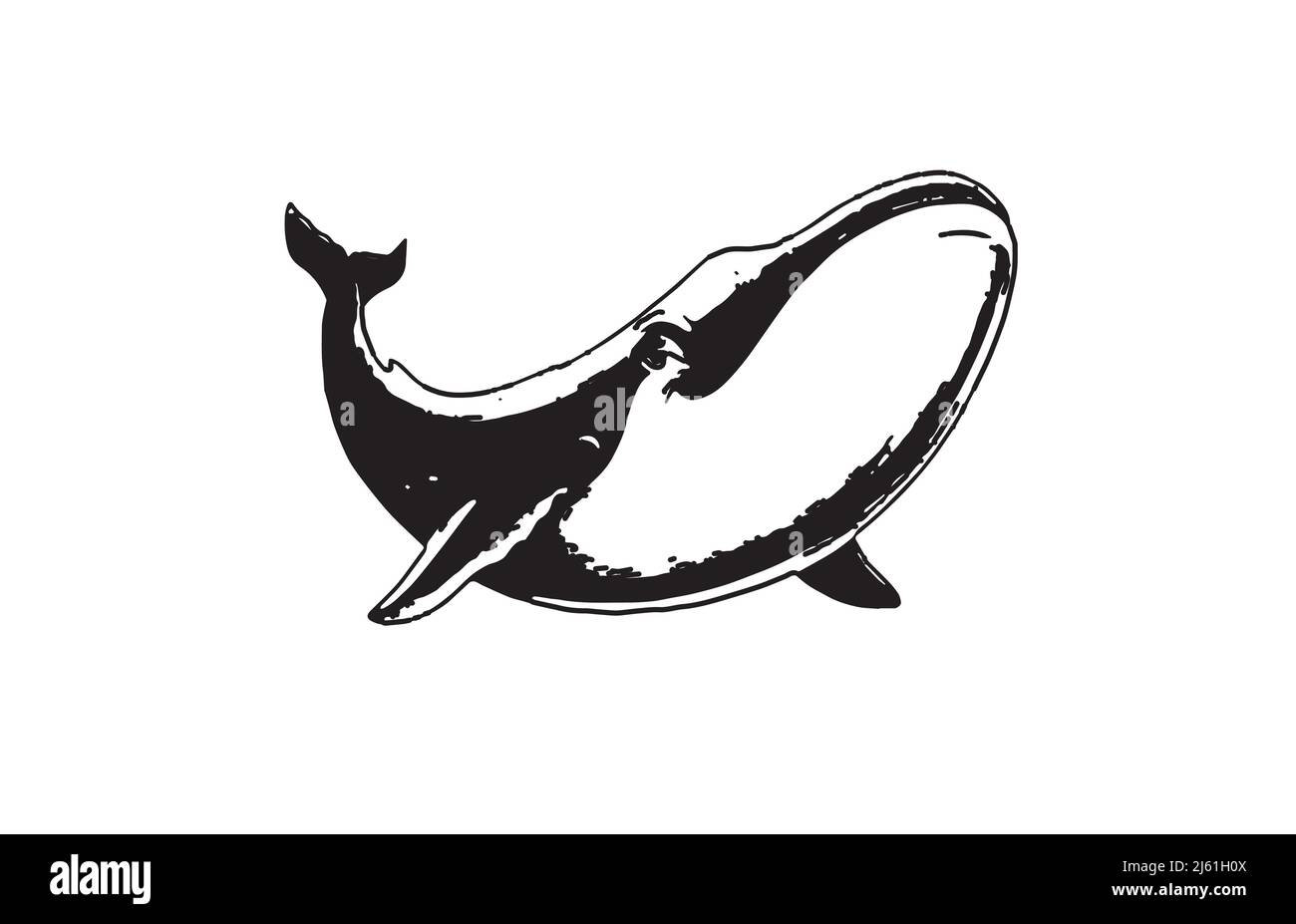 Logo noir et blanc de la baleine bleue Illustration de Vecteur