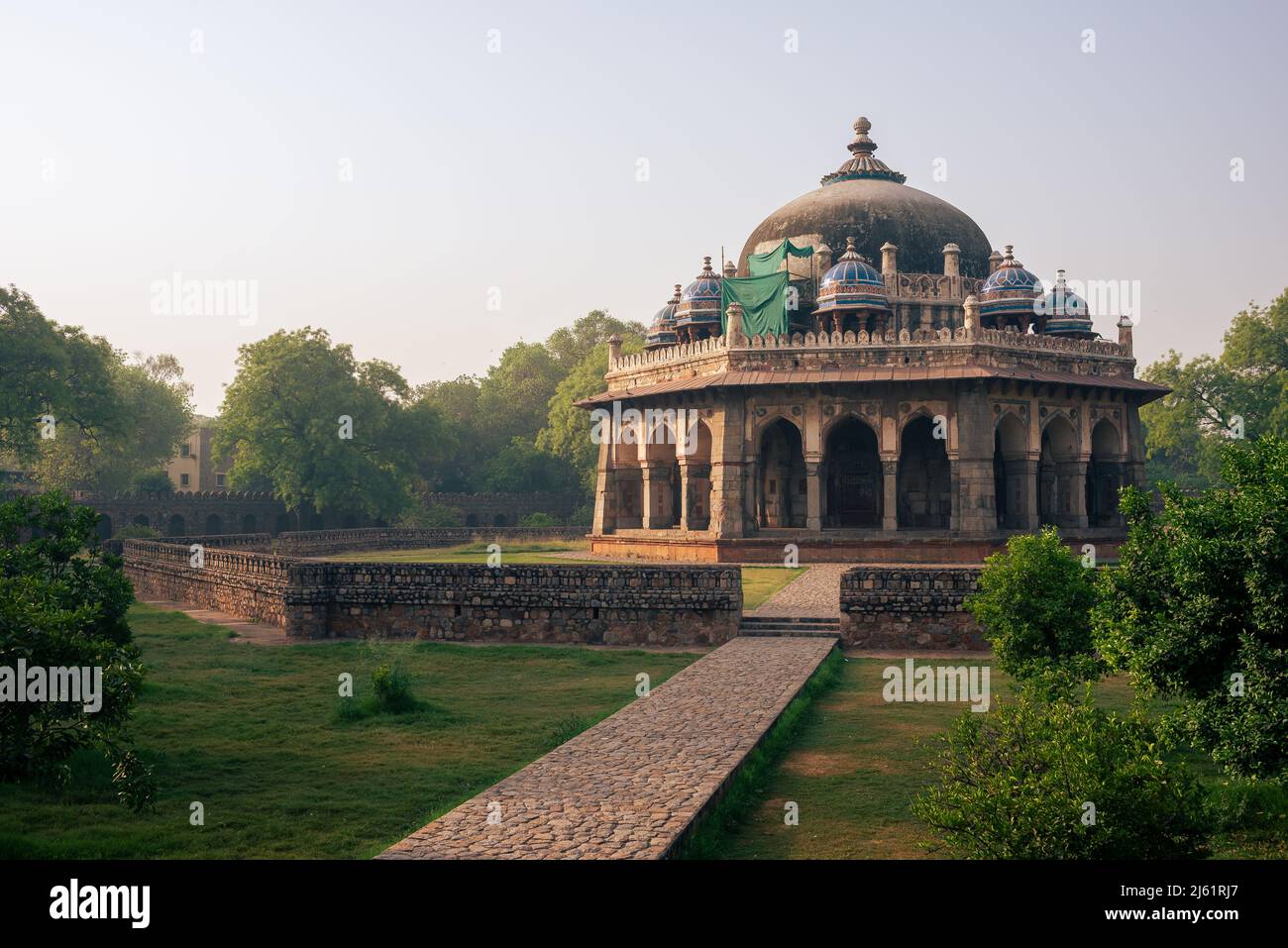 Tombeau d'ISA Khan au complexe de tombes d'Humayun, Delhi Banque D'Images