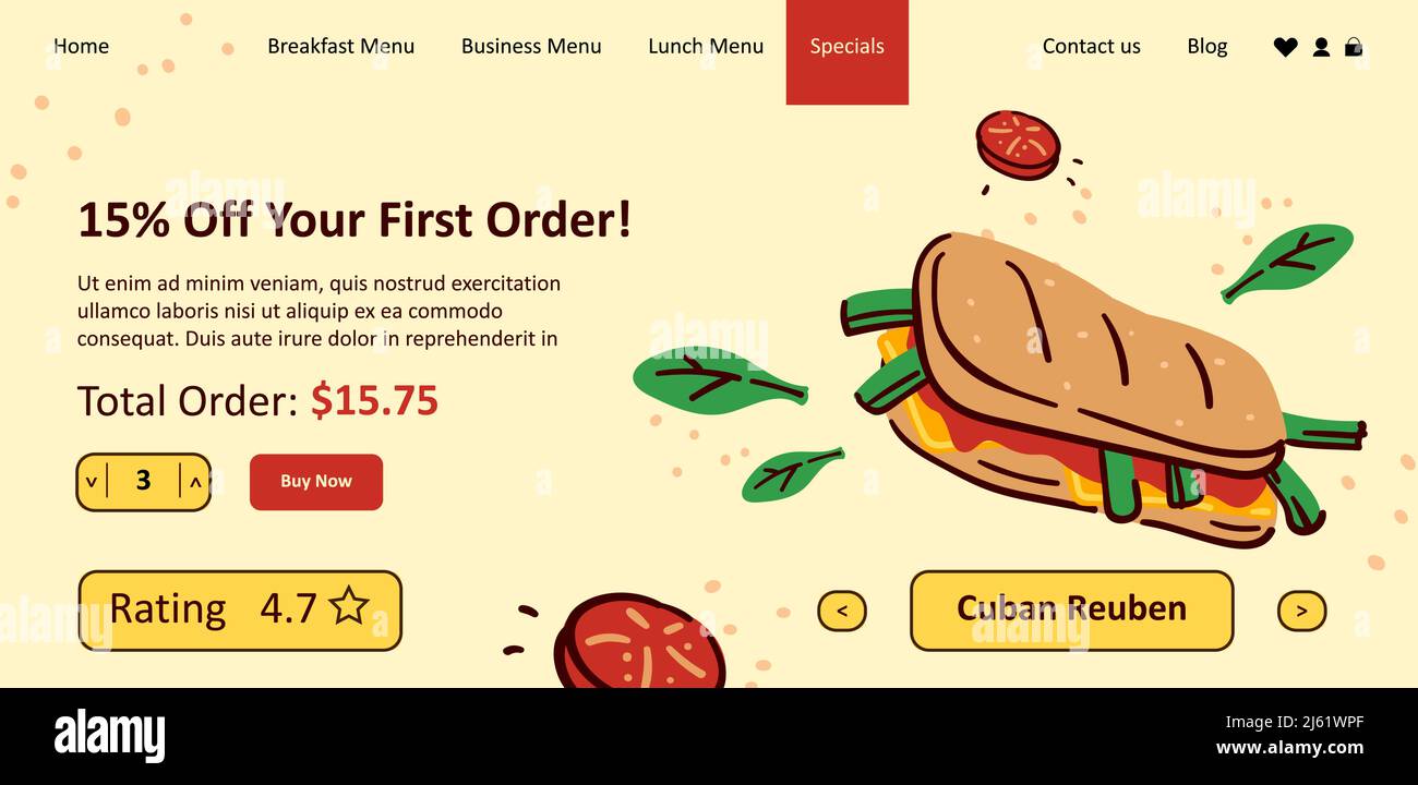 Remise pour votre première commande dans le restaurant web Illustration de Vecteur