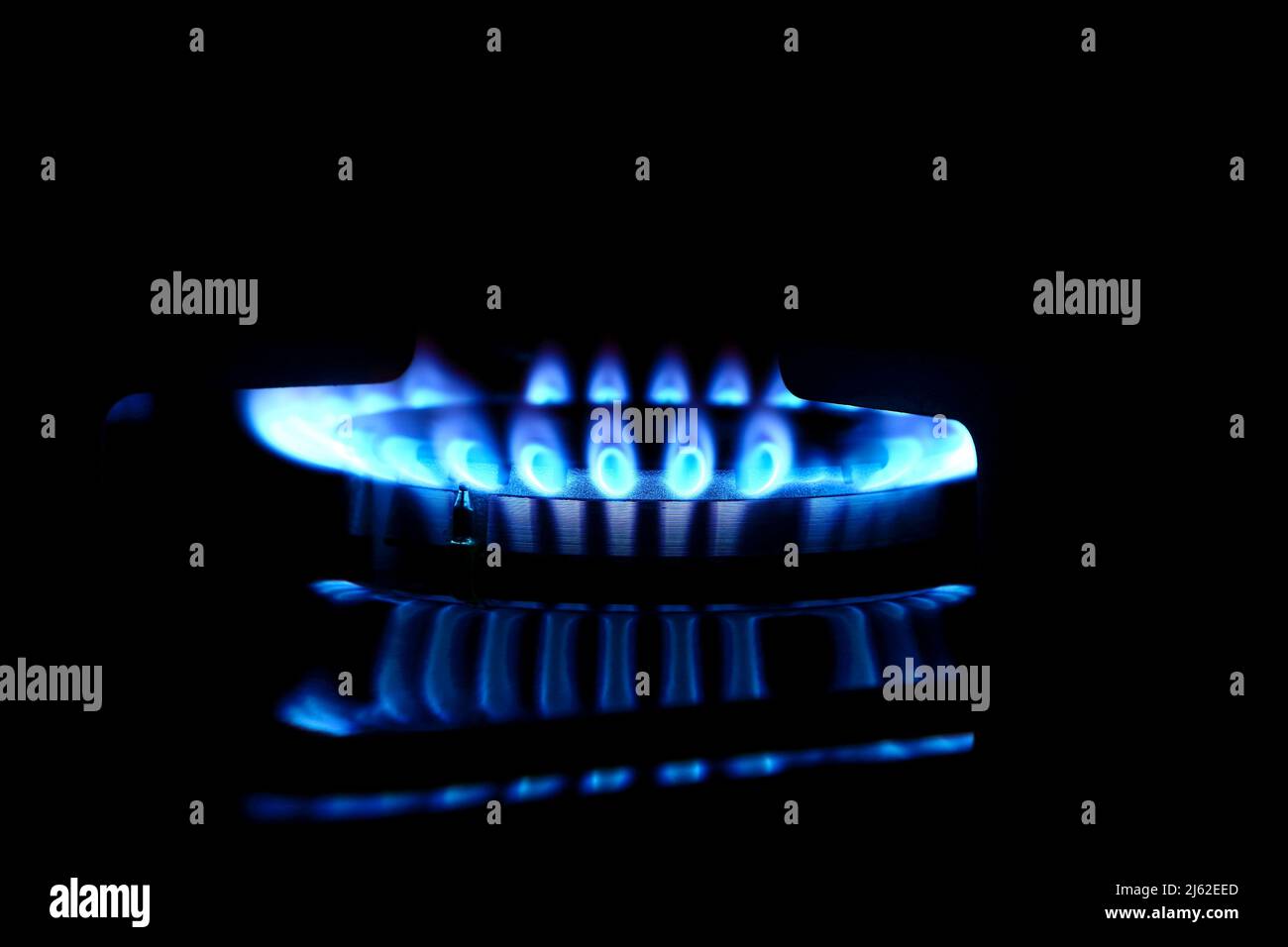 Vue rapprochée d'une table de cuisson à gaz Banque D'Images