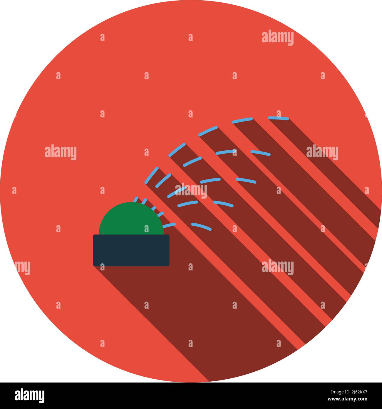 Icône d'arrosage automatique. Motif pochoir à cercle plat avec ombre longue. Illustration vectorielle. Illustration de Vecteur