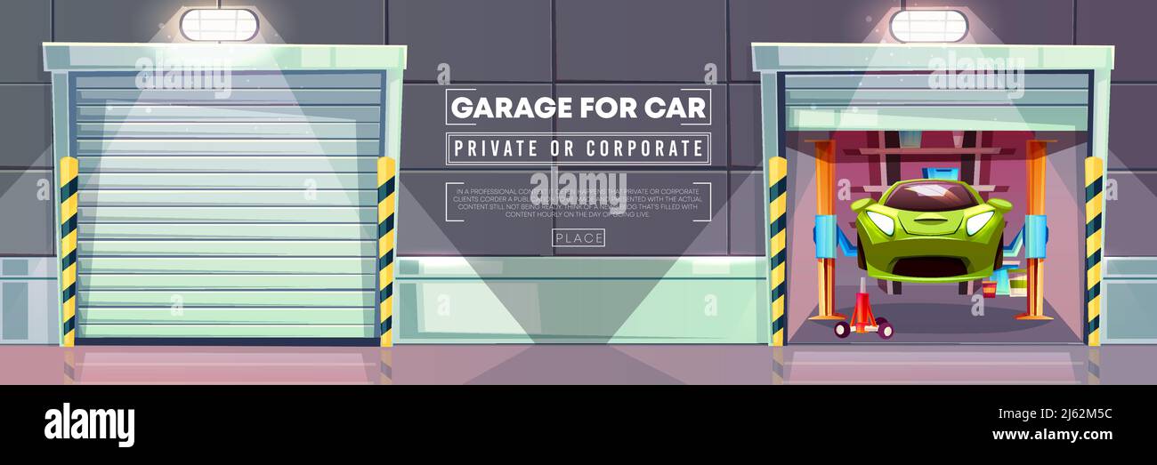 Garage automobile mécanique levage de véhicule et volets roulants