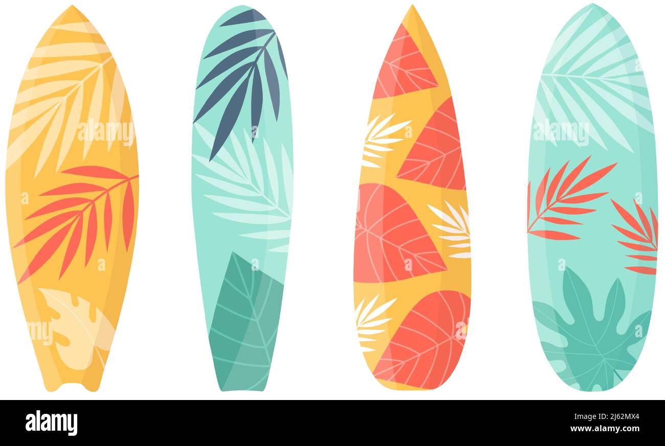 Collection de planches de surf à dessin animé pour surfer sur la vague  Image Vectorielle Stock - Alamy