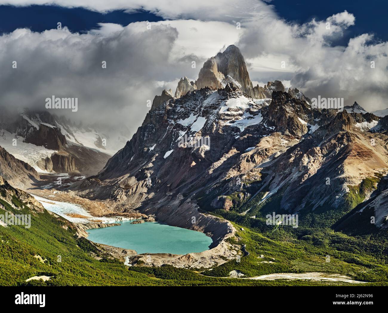 Le mont Fitz Roy et laguna Torre, le Parc National Los Glaciares, Patagonie, Argentine Banque D'Images
